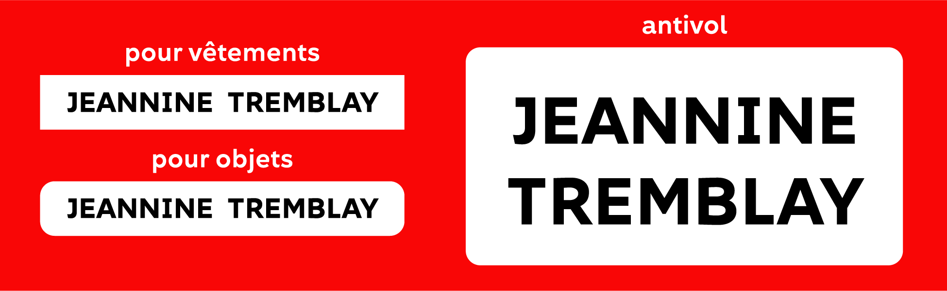 Combo CHSLD avec une ligne de texte sur les étiquettes pour vêtements et objets, accompagné des étiquettes antivol