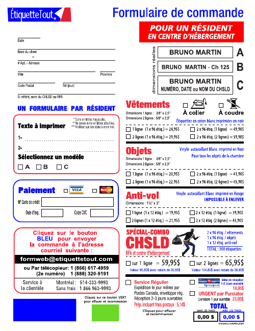 Miniature du formulaire Spécial-CHSLD