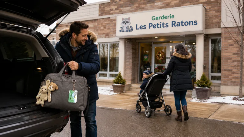 Arrivée à la garderie : sac à couches identifié