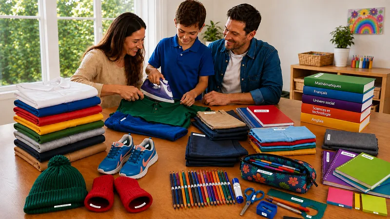 Préparation de la rentrée en famille : vêtements et fournitures identifiés