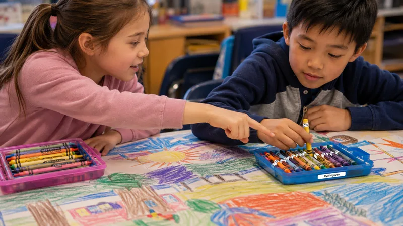Crayons identifiés en classe