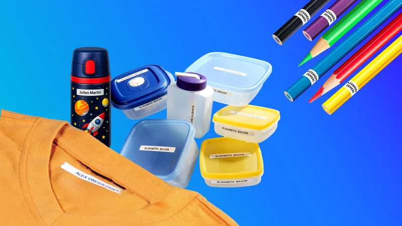 Les Trios Étiquette Tout — étiquettes à coller et à coudre pour vêtements, contenants, crayons et bouteille d'eau